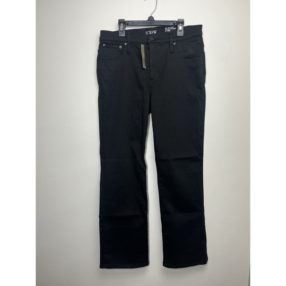 J Crew Mid Rise Kick Out Crop Jeans Womens 30 TALL Black Denim Jeans 28" Inseam